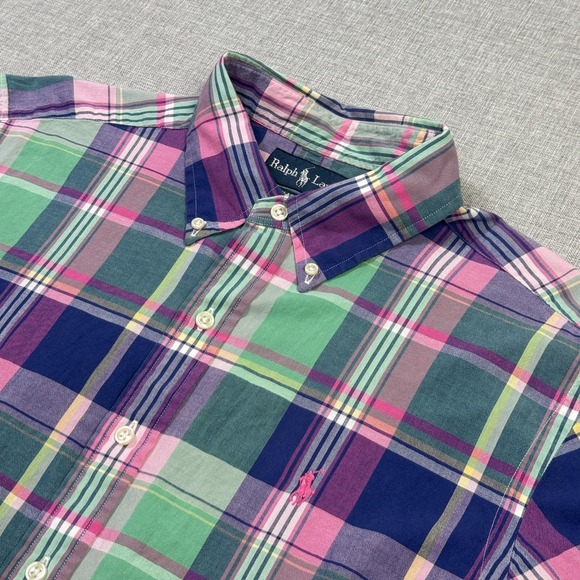 Ralph Lauren Other - Ralph Lauren Madras Plaid  Short Sleeve Button-Down Shirt Mens Large Multicolor